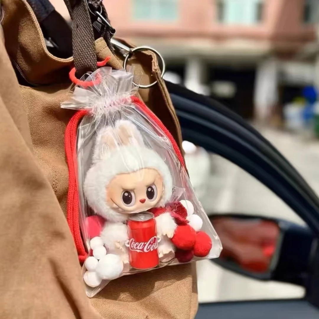 拉布布防尘罩高透锦囊袋可乐labubu搪胶保护套8-19CM棉花娃娃痛包