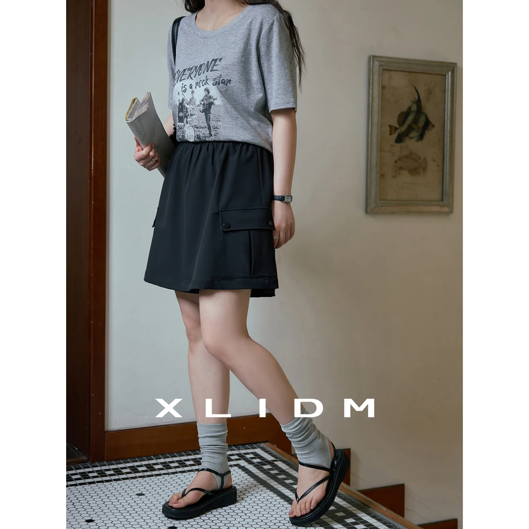 小俪大码女装 大码改良轻户外立体贴袋消胯A字工装裙裤DB2D21350