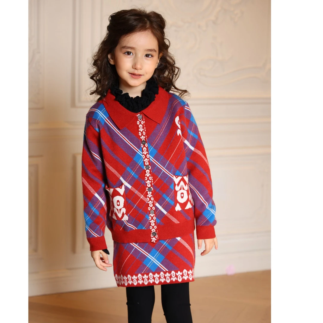 LIWANAY/黎婉娜艾特莱斯女童秋冬套装毛衣针织开衫儿童女童春秋季