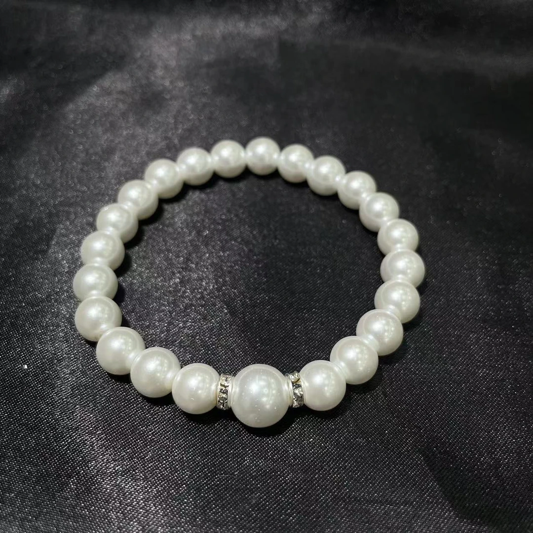 高档珠宝轻奢设计风白贝母圆珠手串-s861