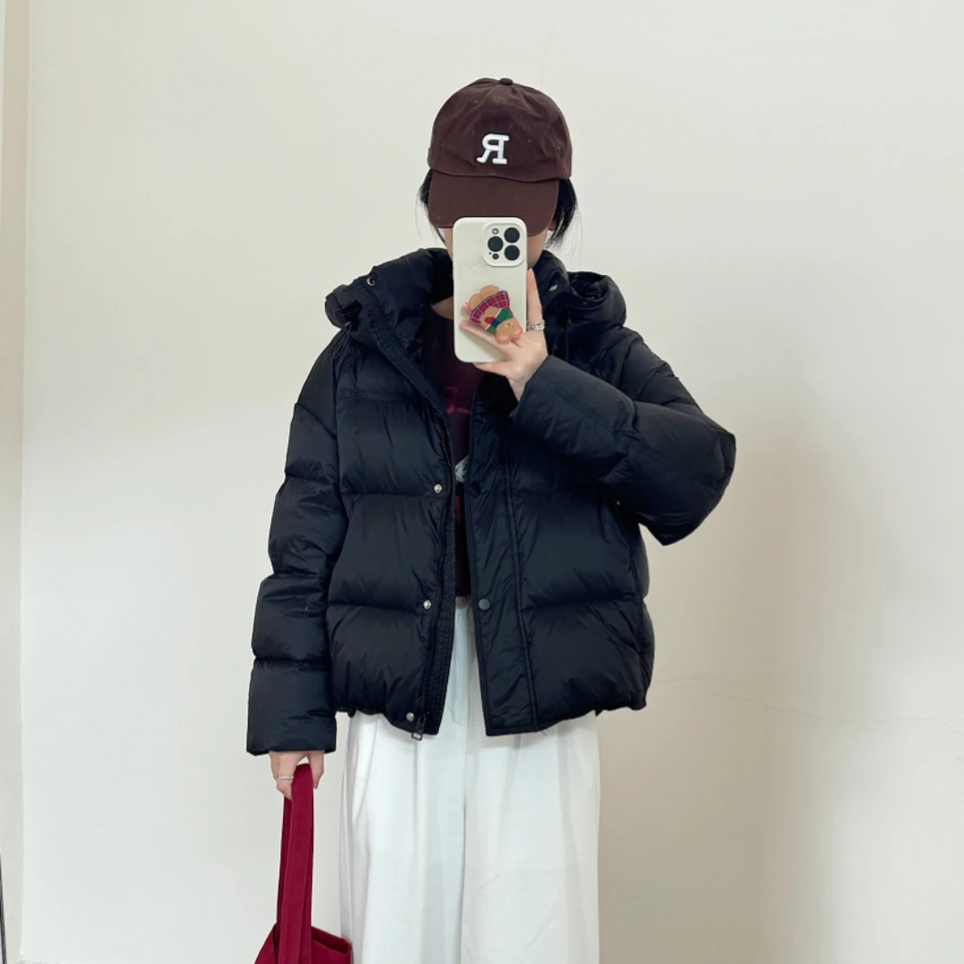 【新款上新】泡芙款减龄韩系连帽白鸭绒羽绒服女