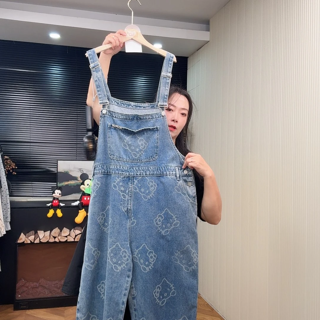 kt牛仔背带裤宽松