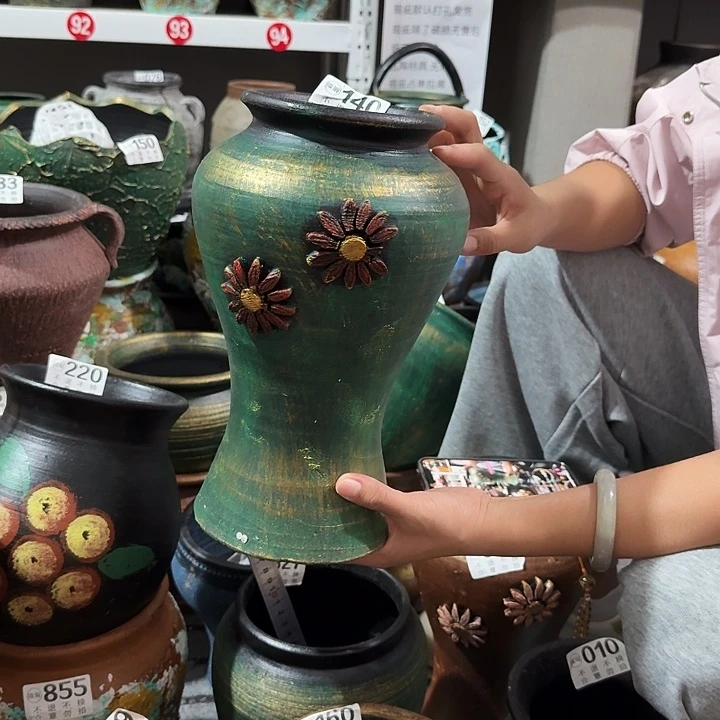 瑕疵金绿鱼尾花窑裂140高度28口径12