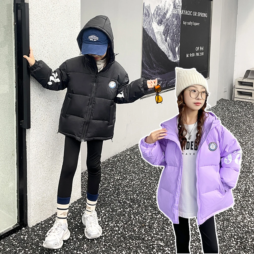 冬季新款女大童棉服外套儿童童装休闲保暖洋气宽松zb2126简约童品