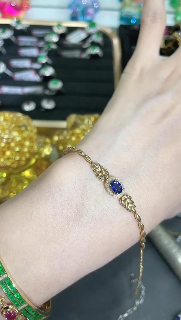 18K金镶嵌蓝宝石手链天使之翼款 K黄