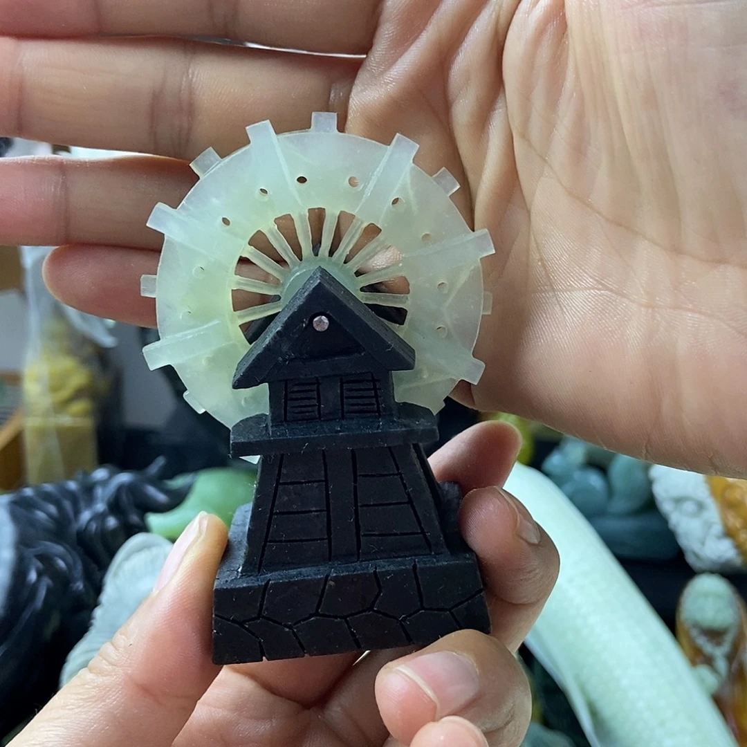 李***蛇纹石玉合金手把