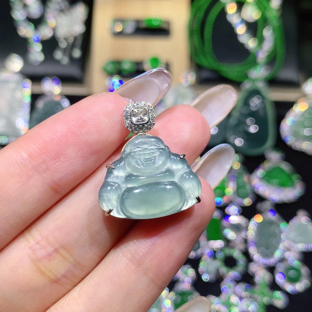 林***❥翡翠银S925镶嵌吊坠(不含链)