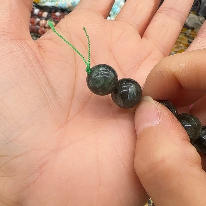 玛瑙/玉髓合金珠宝半成品绿龙晶10mm一颗