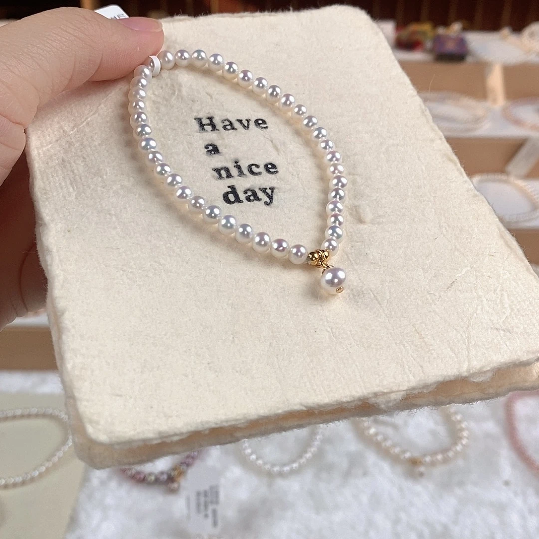 手绳银S925镶嵌淡水珍珠