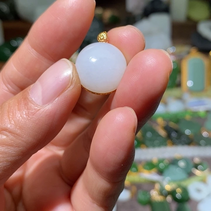 雨***合和田玉（白玉）18K金镶嵌颈饰