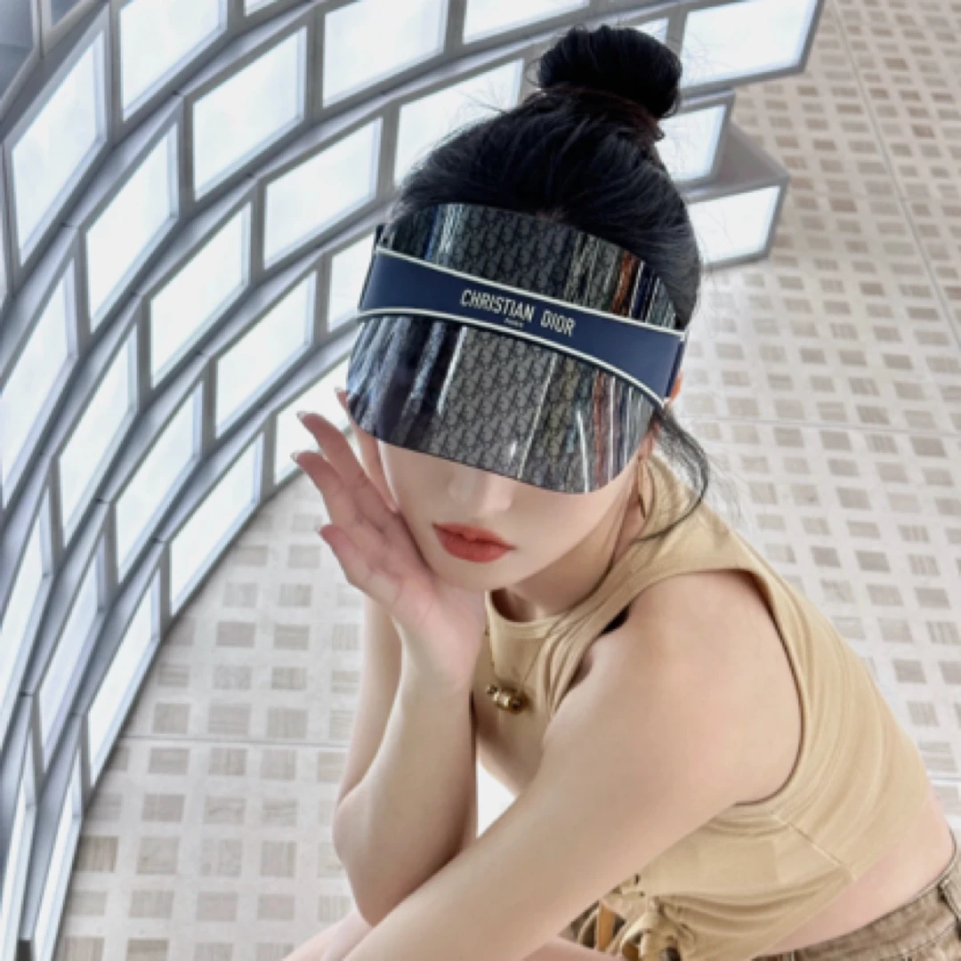 未使用 DIOR/迪奥 徽标斜纹遮阳防晒帽 16237