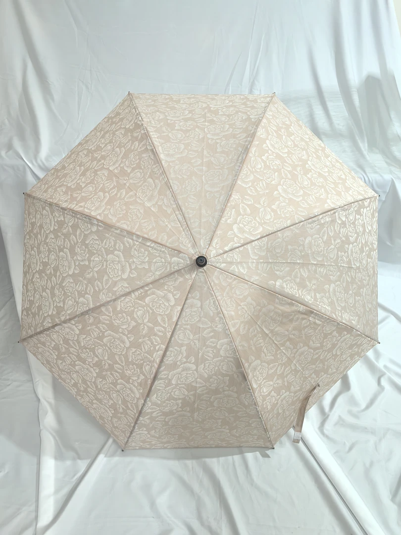 轻奢风直柄大伞晴雨两用防晒防紫外线遮阳雨伞国风压花棉布太阳伞