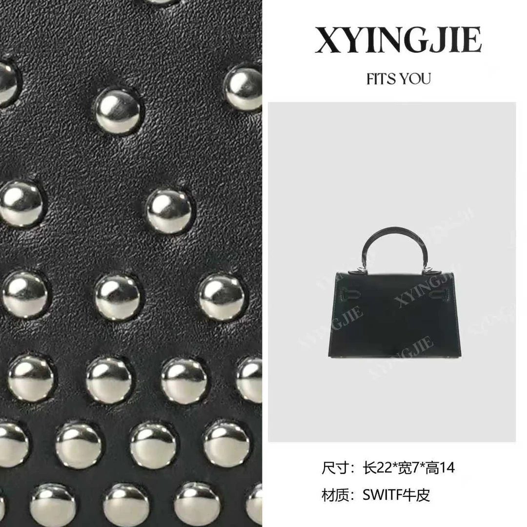 XYINGJIE· 原创设计 真皮高定手提单肩包 BV8622-黑银