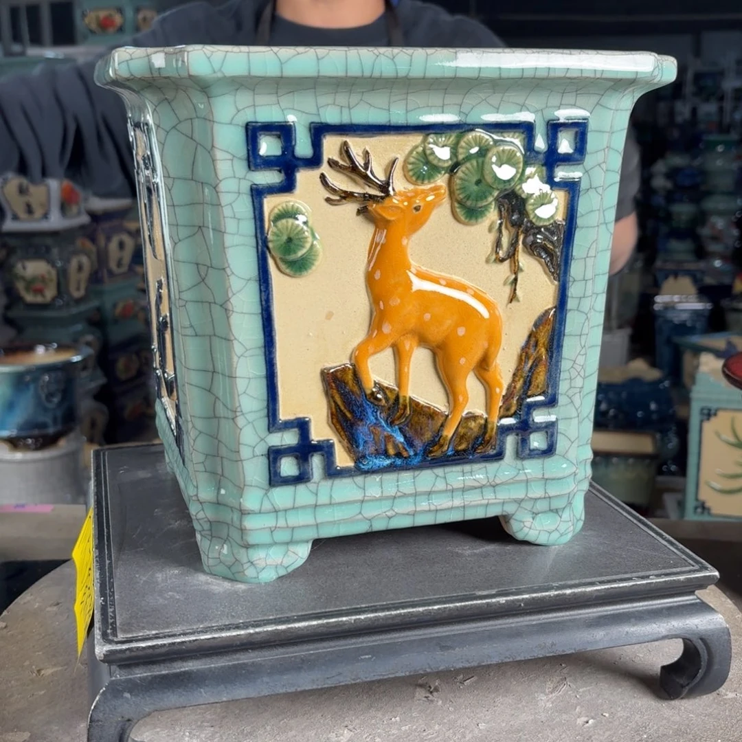 一风堂石湾花盆 内21*22盆口收缩微瑕