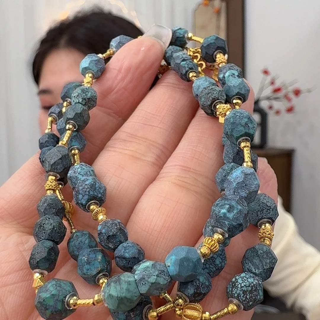 绿松石18K金镶嵌挂件