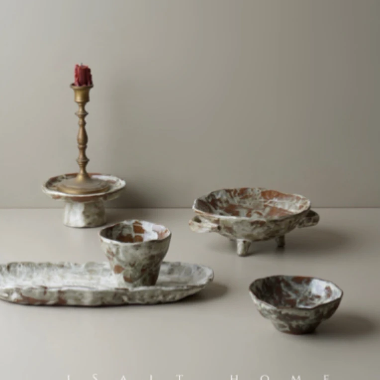 iSalt·原创有夏若拙粗陶手作系列主人杯碗盘侘寂风复古创意餐具