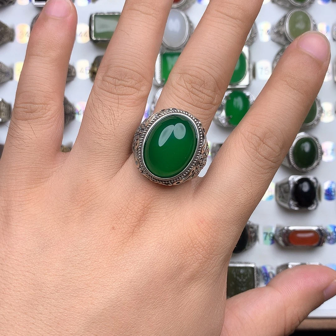 玛瑙/玉髓戒指银S925镶嵌