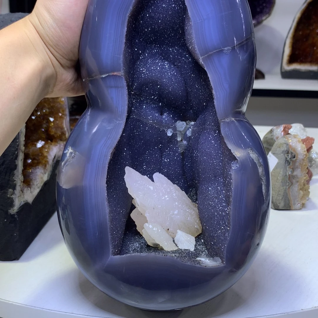 紫晶摆件未镶嵌荷**清紫晶葫芦