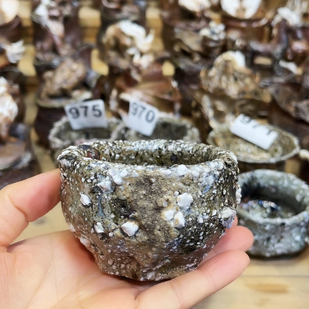 瓶柴烧石头手捏杯