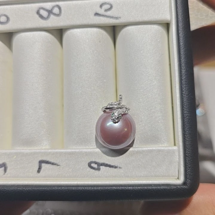 淡水珍珠银S925镶嵌颈饰13-14