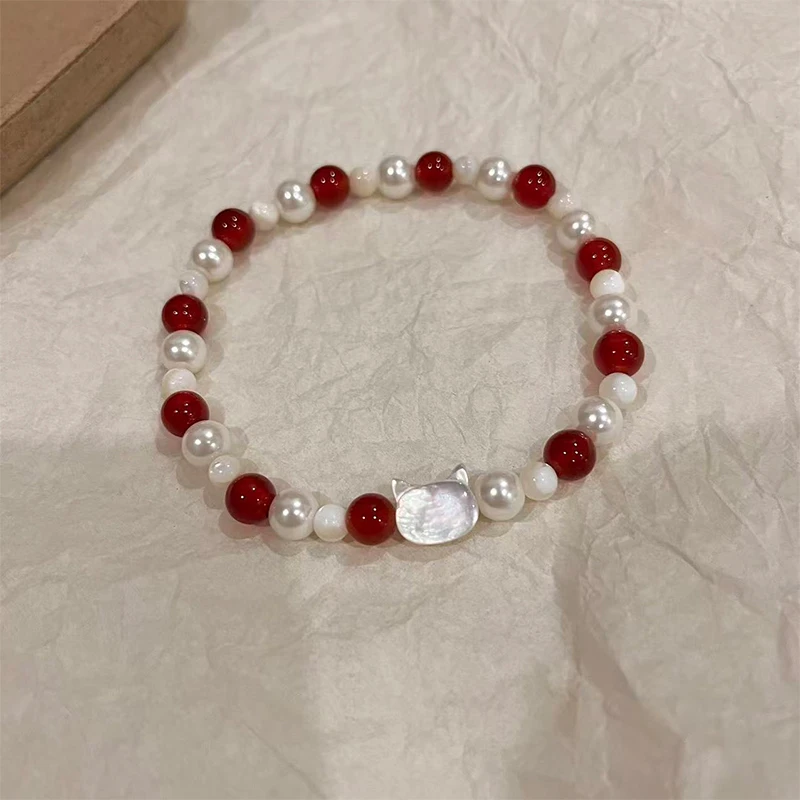 甜酷串珠贝壳猫咪手串女ins小众高级设计感可爱闺蜜手链手饰7068