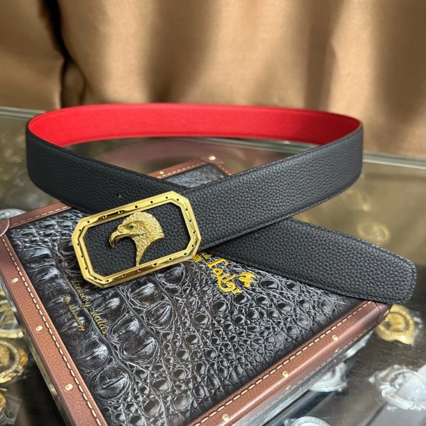 史蒂芬新款百搭男士皮带高档休闲老鹰头牛皮腰带青中老年时尚商务