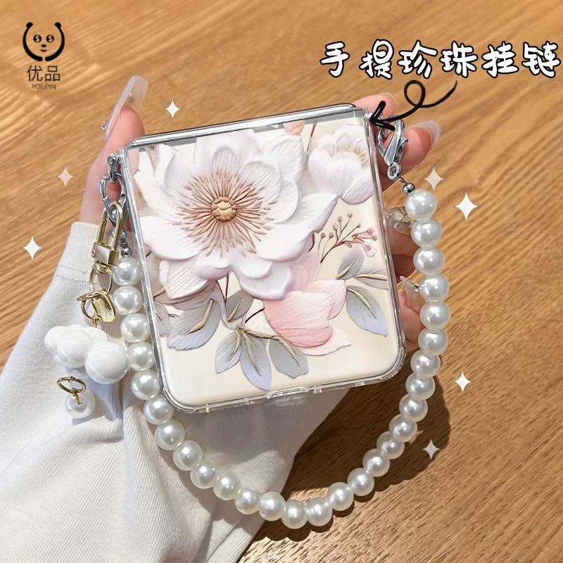 适用OPPOFindN3Flip手机壳女款奢华高端小屏折叠屏N2flip透明挂链