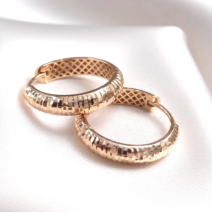 18k金耳饰爆闪龙鳞耳扣外径20mm玫瑰金色气质轻奢时尚百搭精致ins