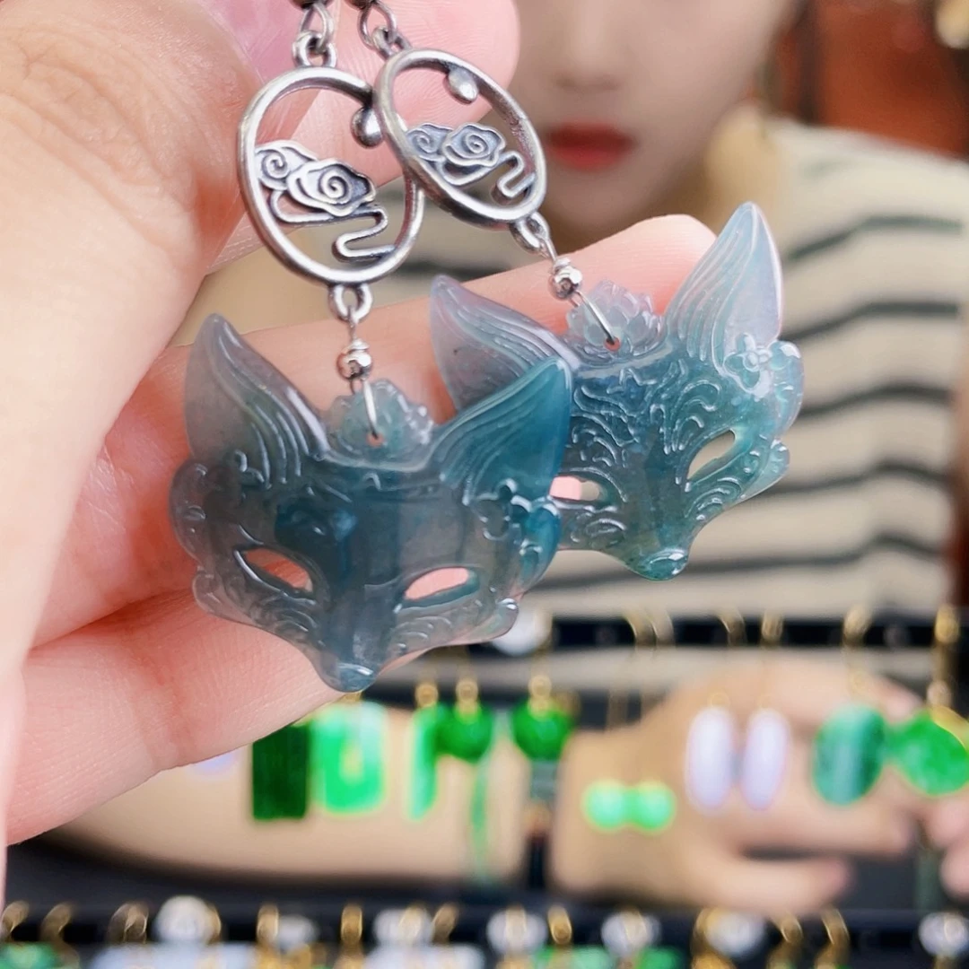 翡翠未镶嵌耳饰饰品