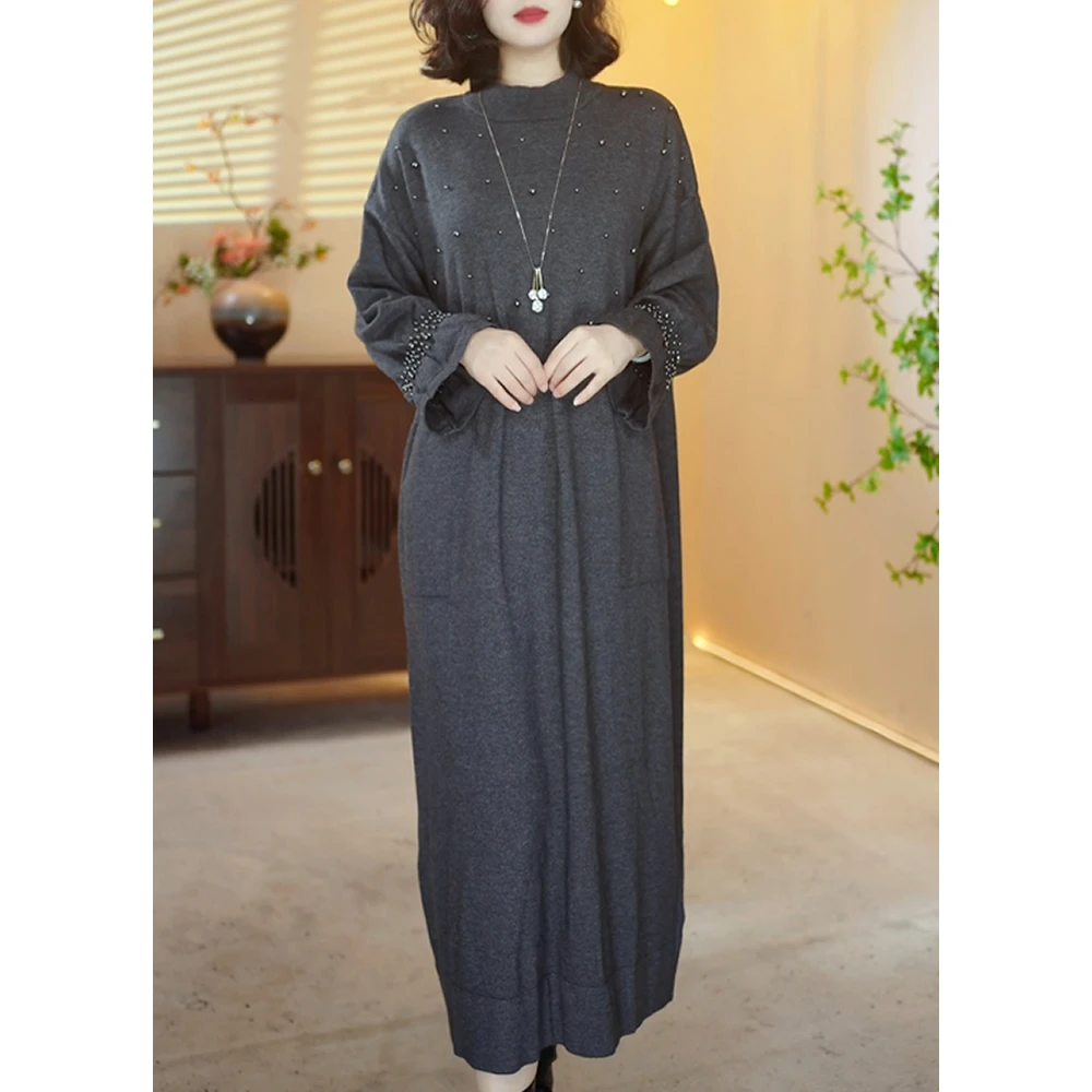 A169秋冬装新款时尚气质针织羊毛裙外穿打底裙羊绒贵气连衣裙子