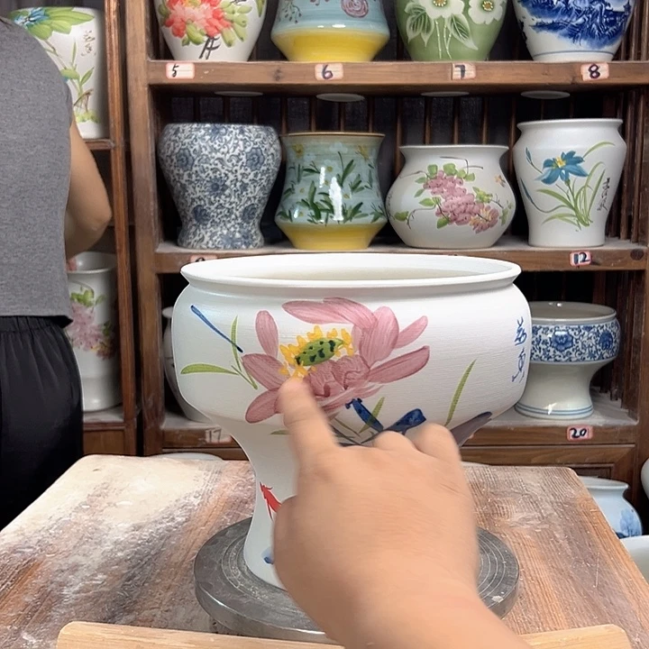 陶瓷口22青花荷花陶瓷新款新款陶瓷