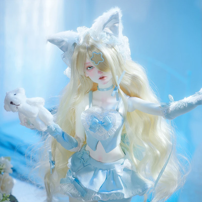 正品原创bjd四分女娃泠泠猫y2k冷脸猫头潮玩树脂玩偶手办化妆公仔