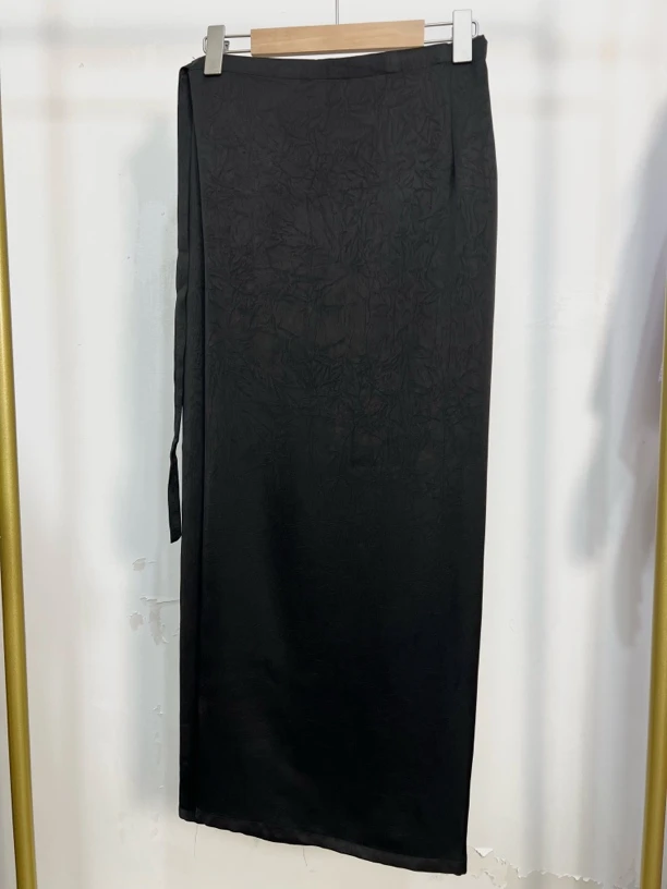 西双版纳傣族服饰夏季新款黑色一片式系带日常单裙子