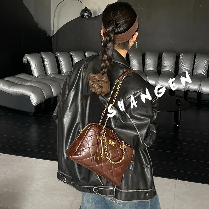 【尚恩CC】ZT-D7026-1-手抓牛皮咖-26*9*18轻奢新款单肩斜跨女包