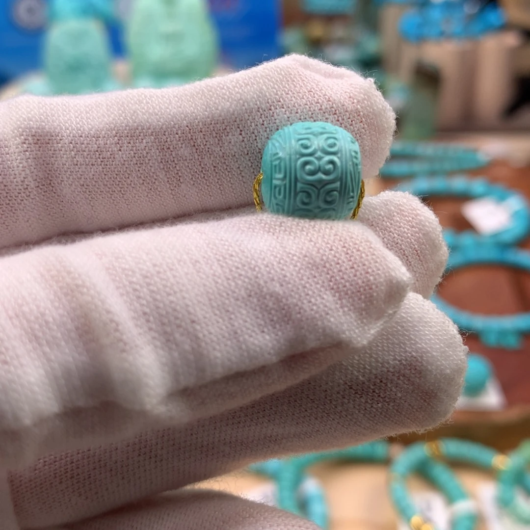 绿松石未镶嵌珠宝奇石高瓷蓝绿老型11.5*10.6mm