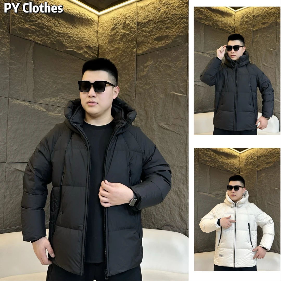 【黑武士】【羽绒服】胖语大码男装 2025冬百搭休闲连帽羽绒服88158#S