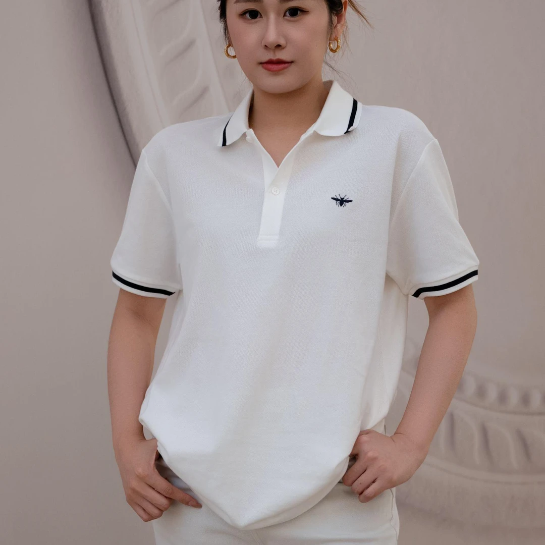 【蛋总同款】夏季新款小蜜蜂刺绣简约短袖休闲商务男士POLO衫-1