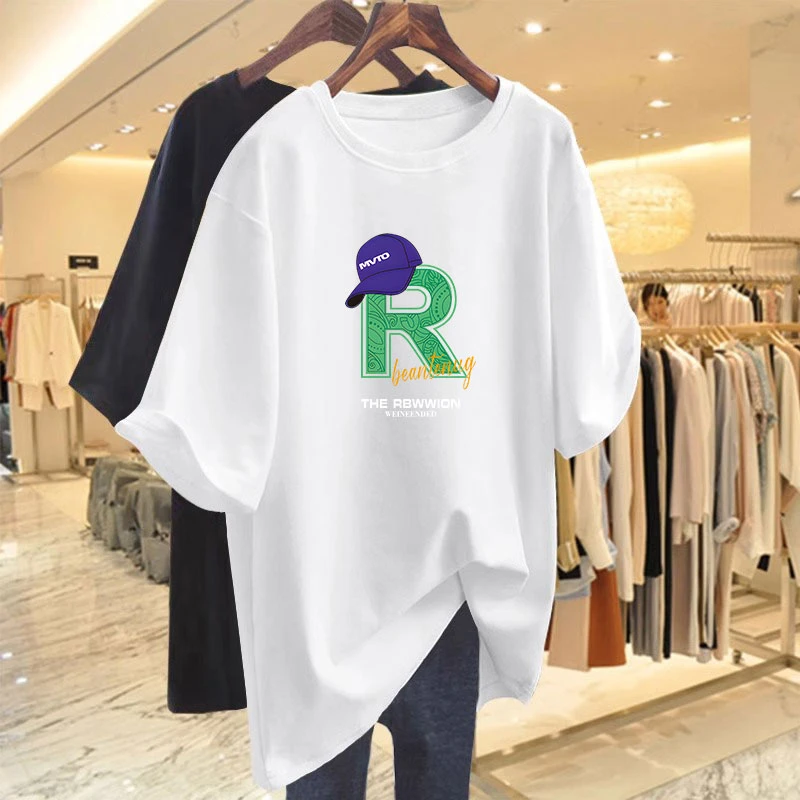 欧货白色时尚纯棉正肩短袖t恤女2026夏新款宽松圆领设计感上衣ins
