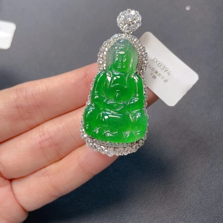 翡翠银S925镶嵌吊坠(不含链)