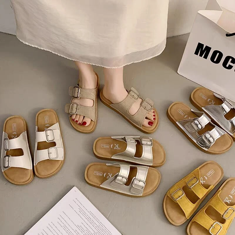 208-908沙滩舒适一字拖银色蝴蝶结拖鞋时尚凉拖鞋欧若智性风