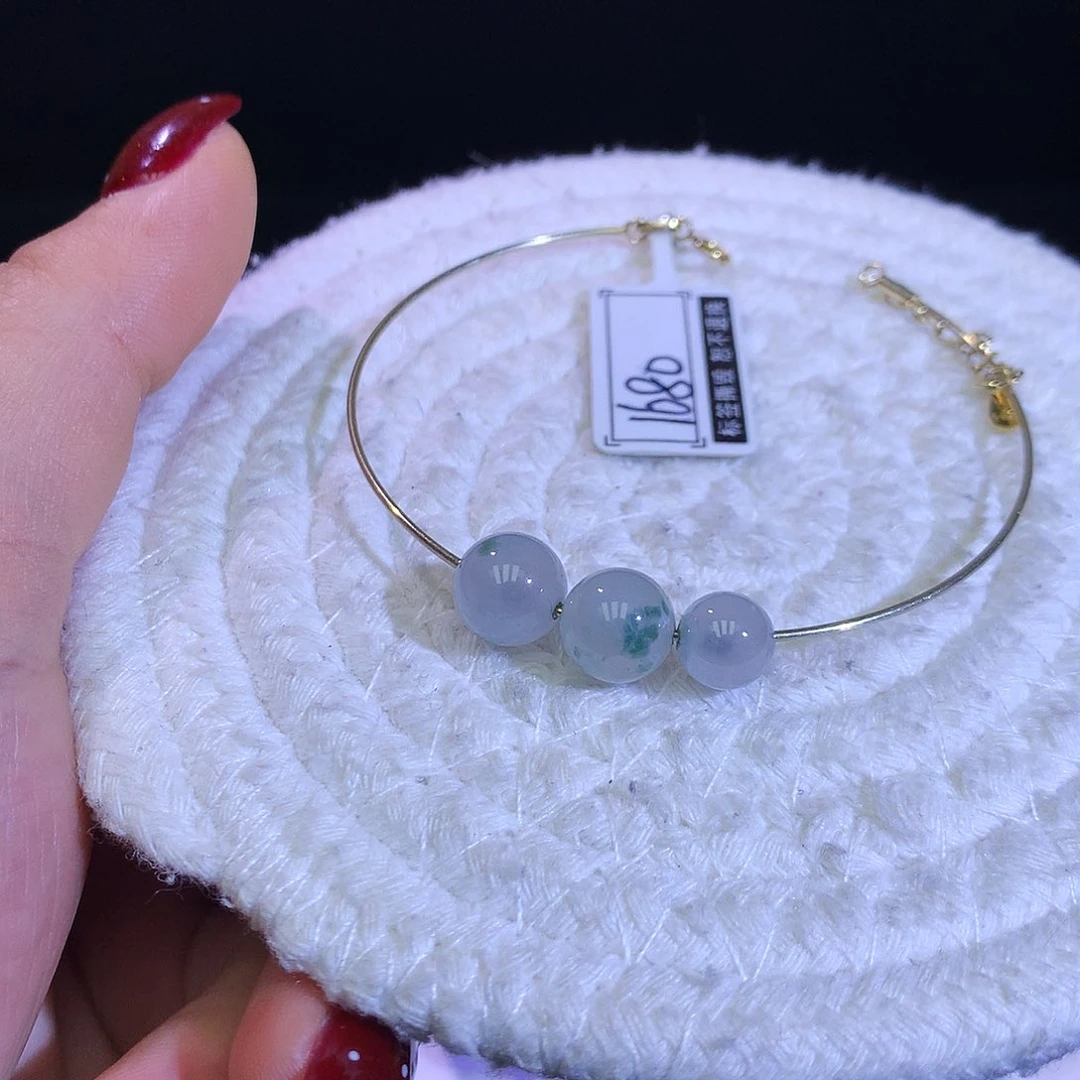 未镶嵌手链翡翠天然缅甸翡翠冰飘花卡9卡7.6diy设计款