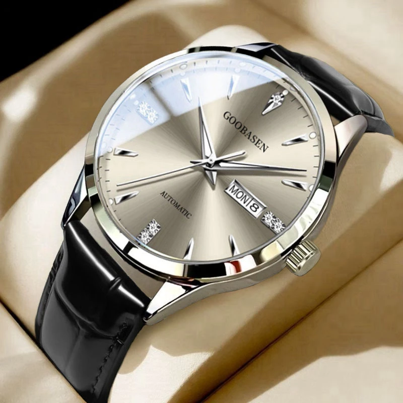 男士全自动商务手表日历防水夜光典藏大气高颜值机械腕表真皮正品