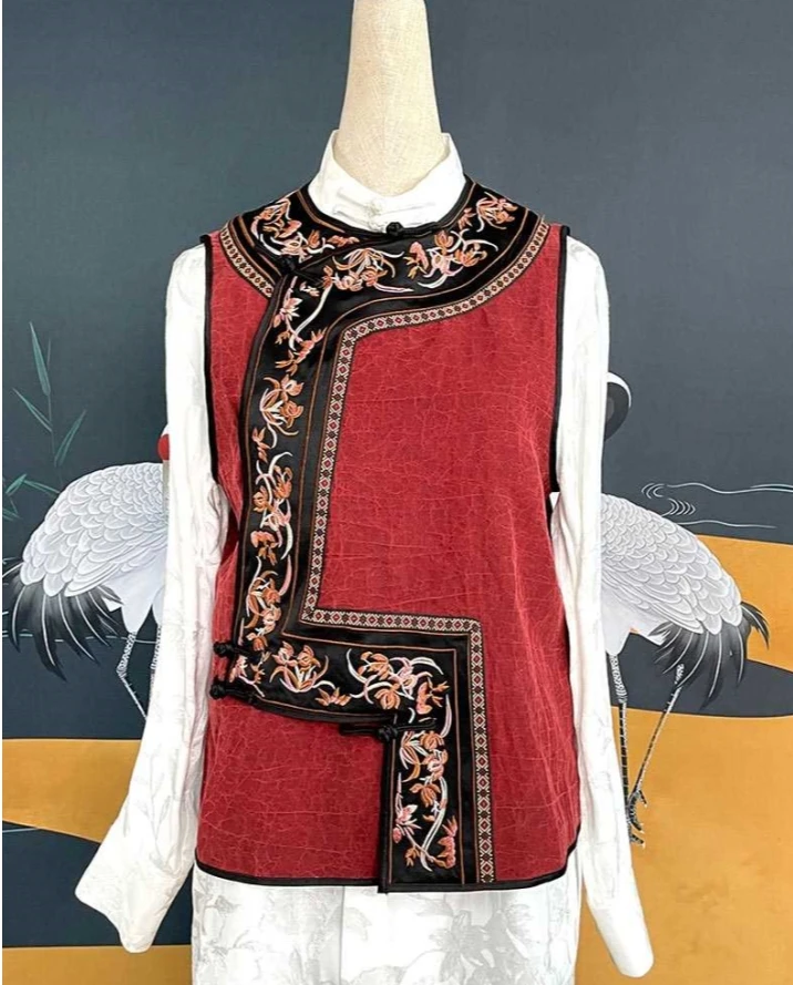 【十三郎】新款新中式真丝香云纱刺绣马甲231060