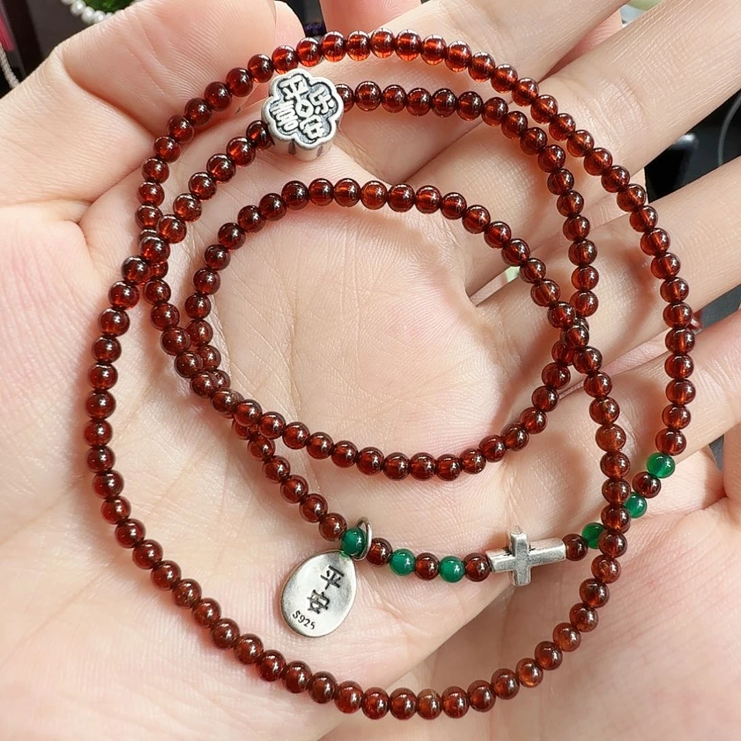 手链银S925镶嵌石榴石