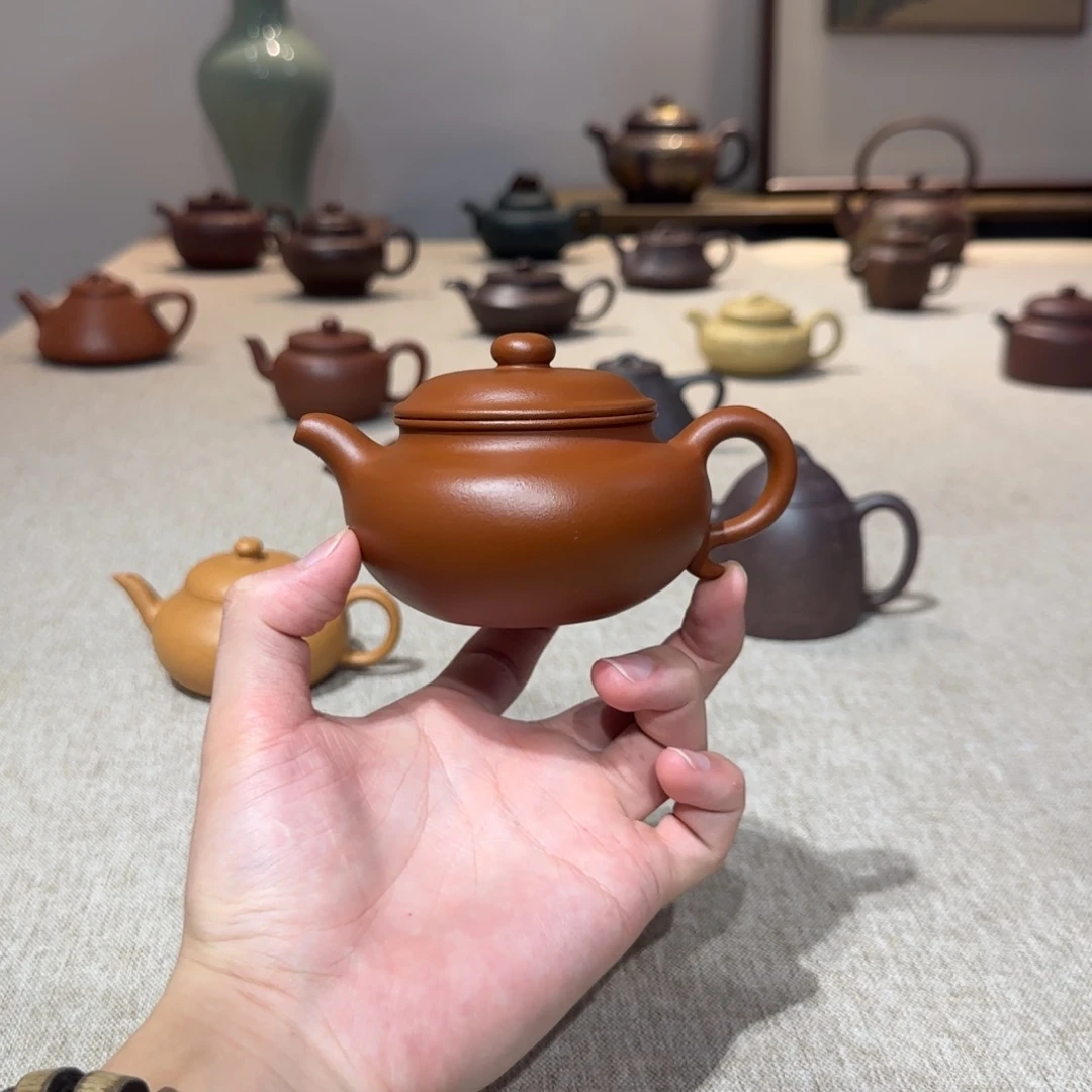 渡***生茶壶紫砂仿古 生砂生料朱泥 150cc