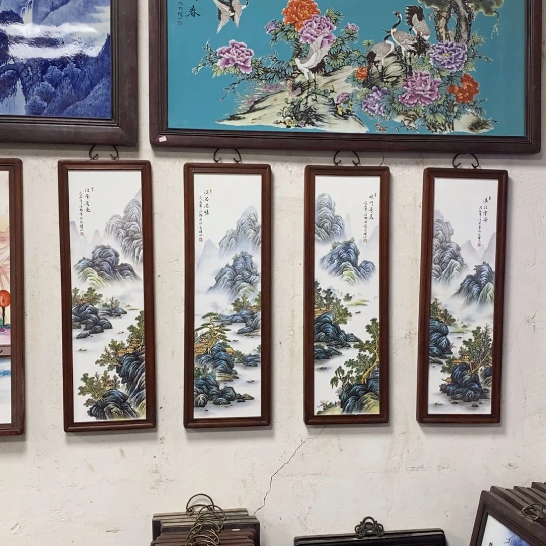 瓷片80*28*4景德镇瓷板画柴窑烧制