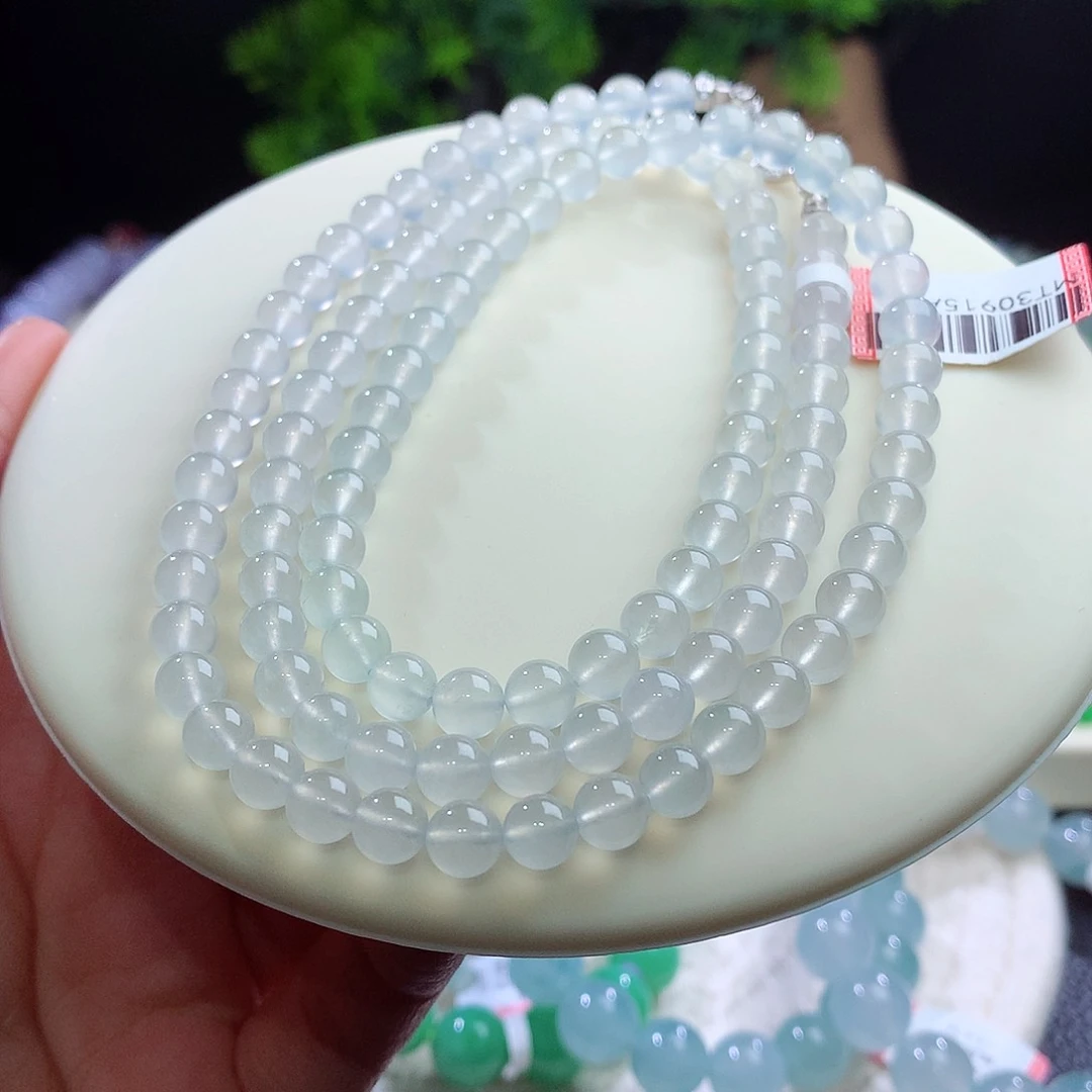 项链未镶嵌翡翠高冰玻 起钢光 卡6mm