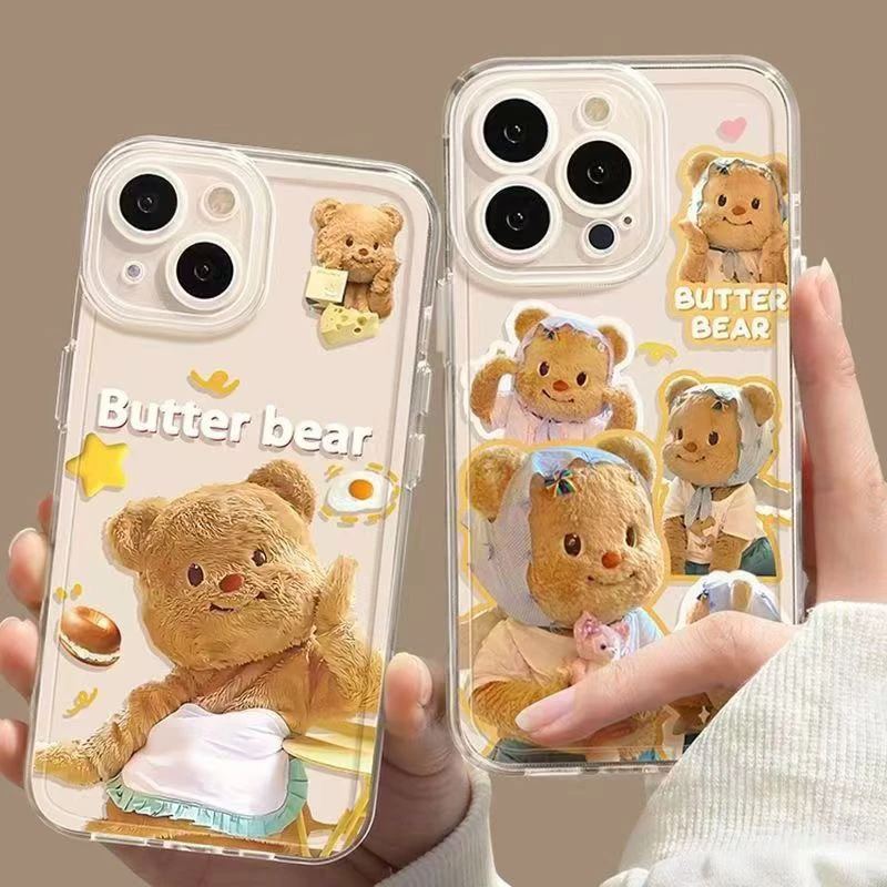 黄油小熊适用苹果16手机壳iPhone15Plus可爱手机壳14魔鬼猫手机壳
