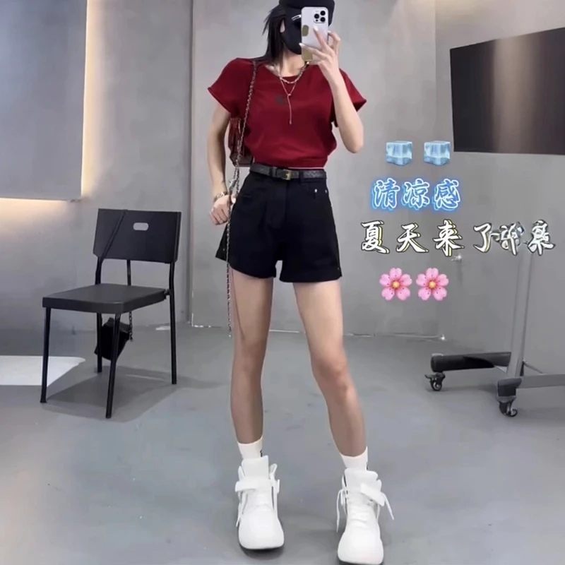 大码美式高街牛仔裤女夏季胖MM显瘦a字热裤梨形身材阔腿短裤子潮