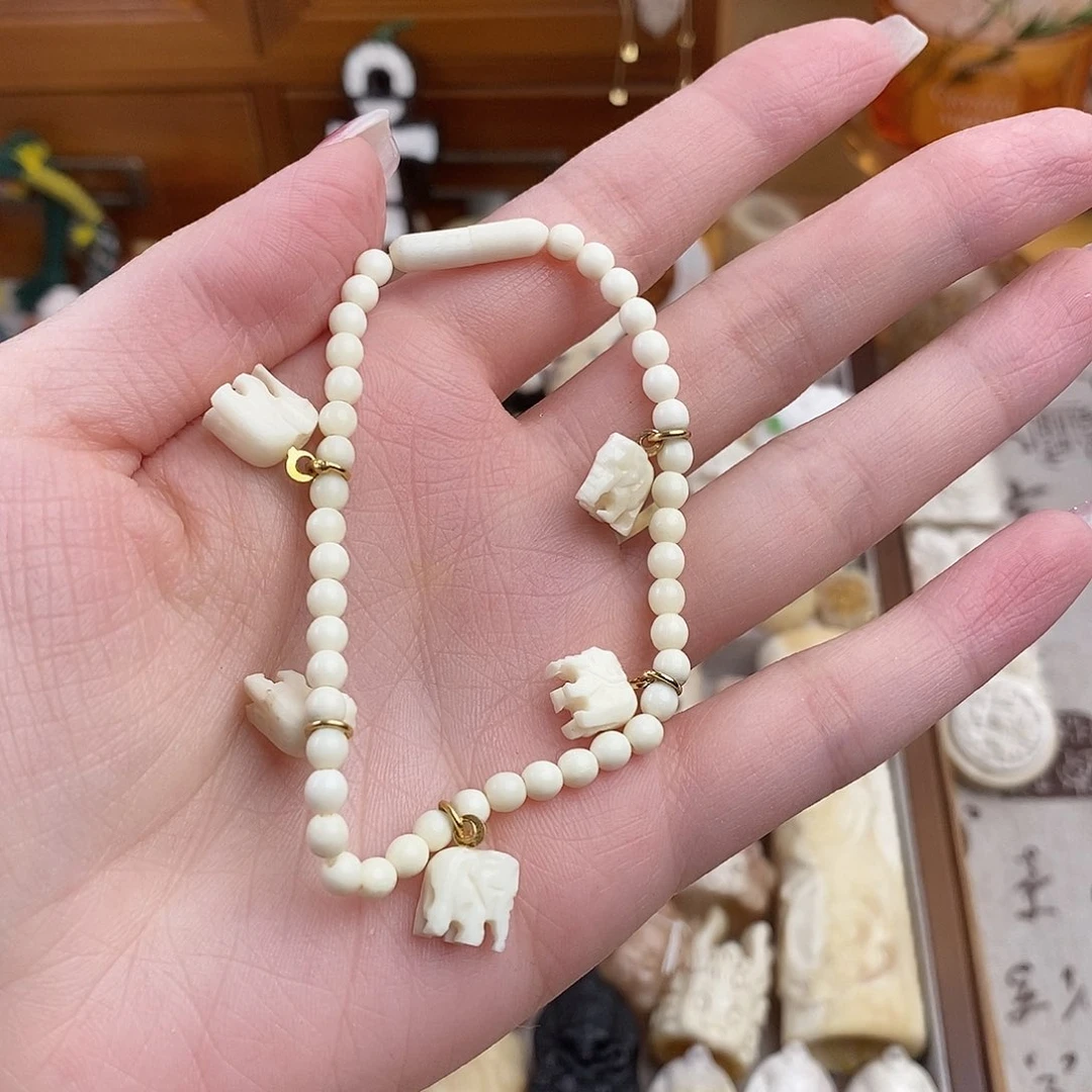 鹿骨手串/手链醉***希M11鹿角雕刻的小象手串